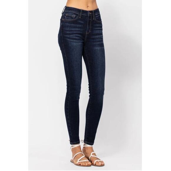 Judy Blue High Waisted Dark Wash Denim Skinny Jeans Blue Women's Size 13 / 31 - Picture 1 of 11